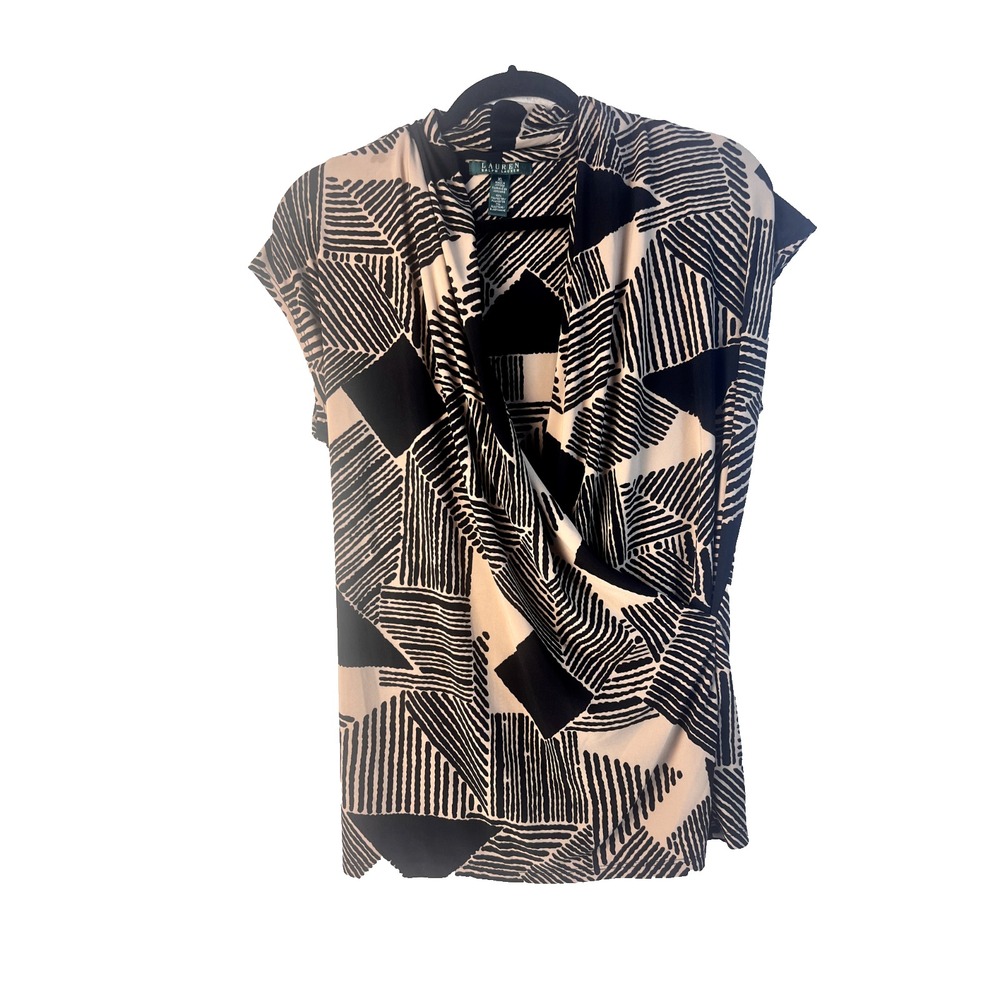 Lauren Ralph Lauren Womens Geometric Print Blouse Size XL